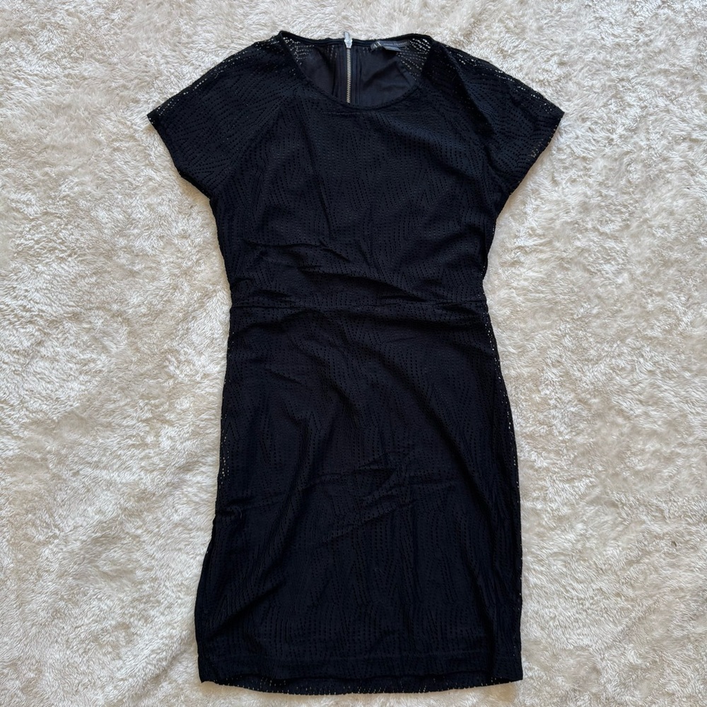 AX Armani Exchange Womens Dress Black A-line Crochet Ladies Short Sz Medium